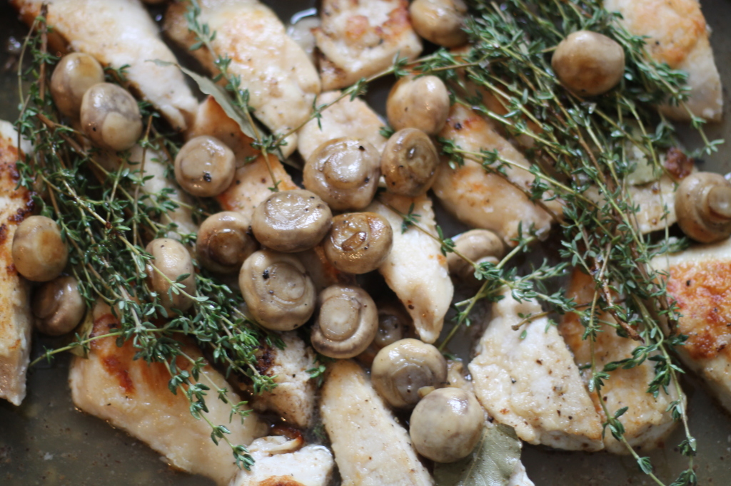 chicken, mushrooms and thyme