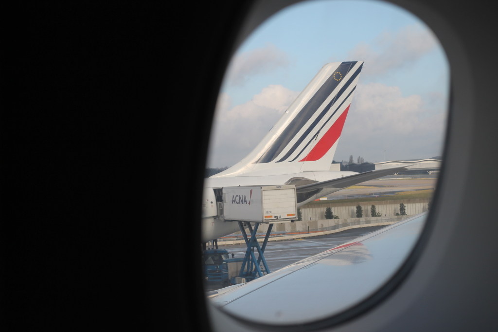plane through window
