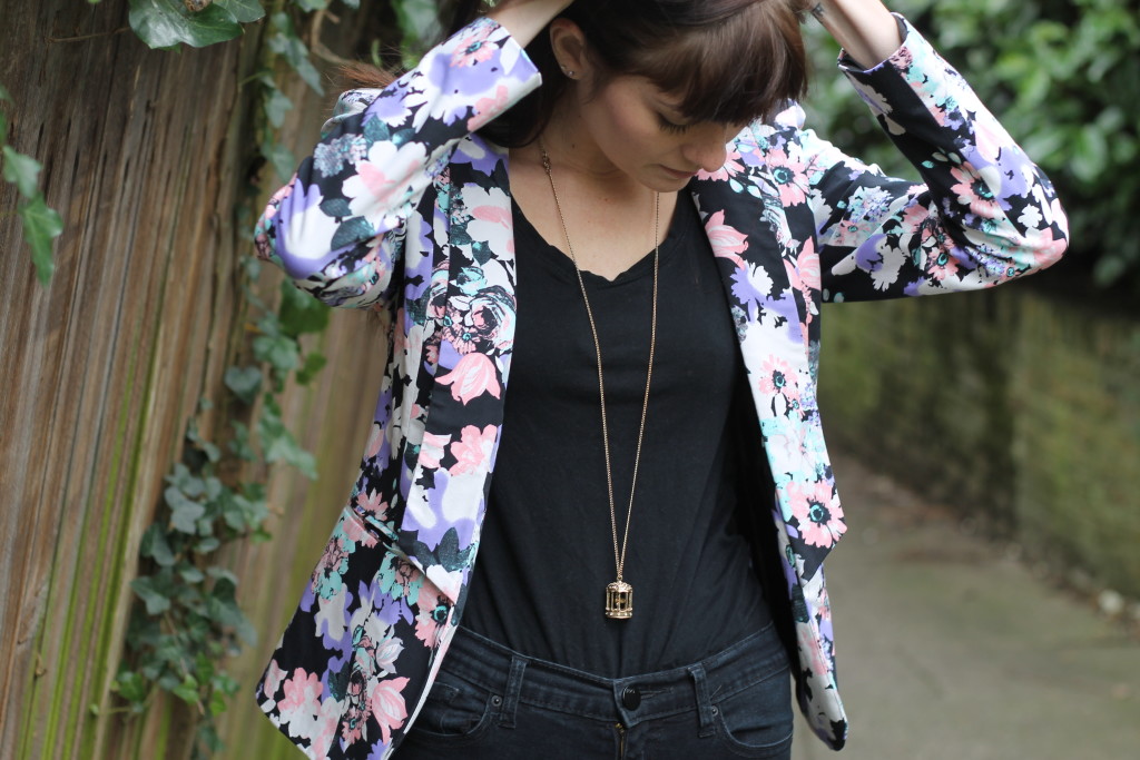floral blazer and tee
