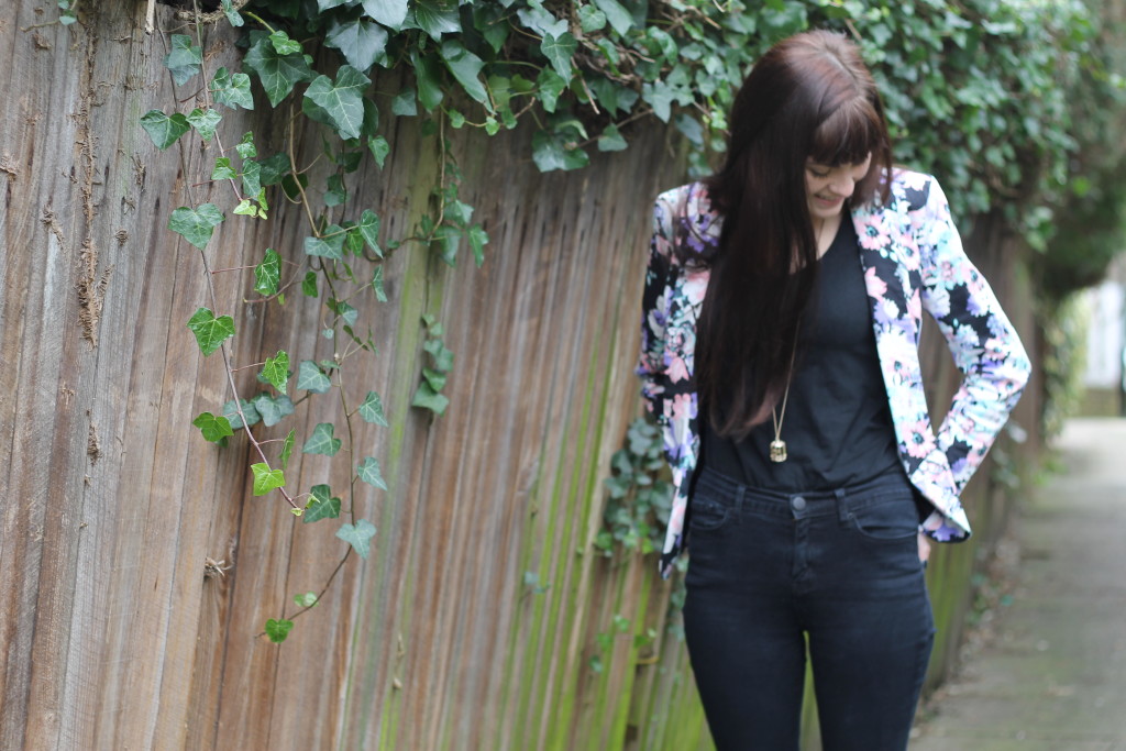 whole outfit with floral blazer