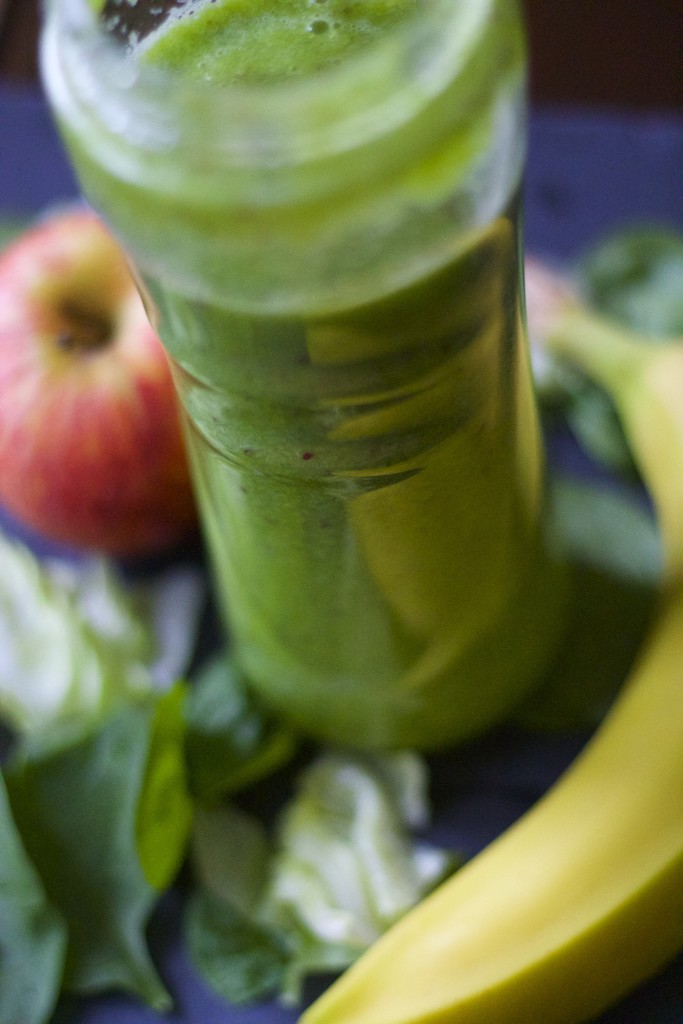 green juice and fruit