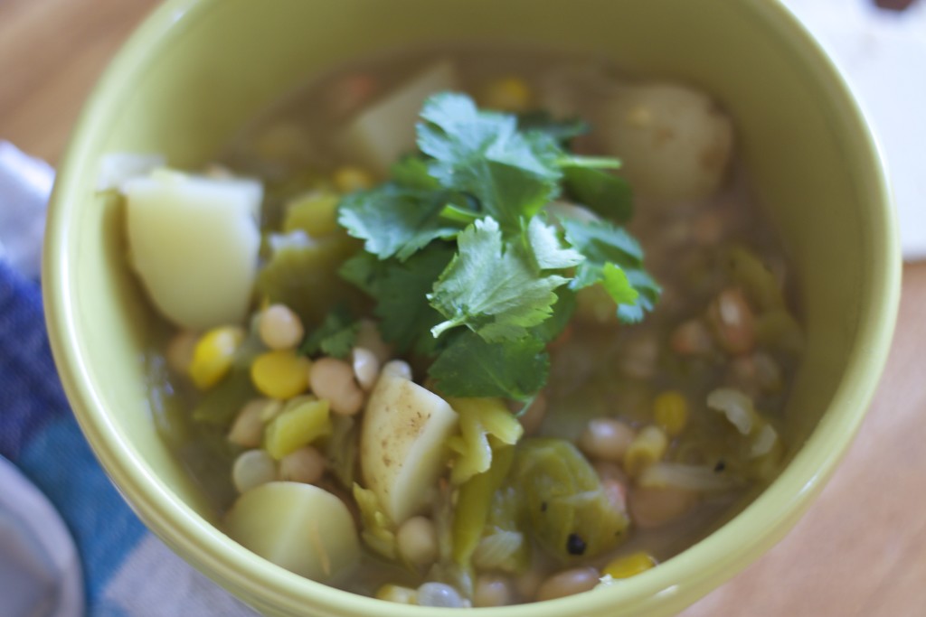 green chile stew close up