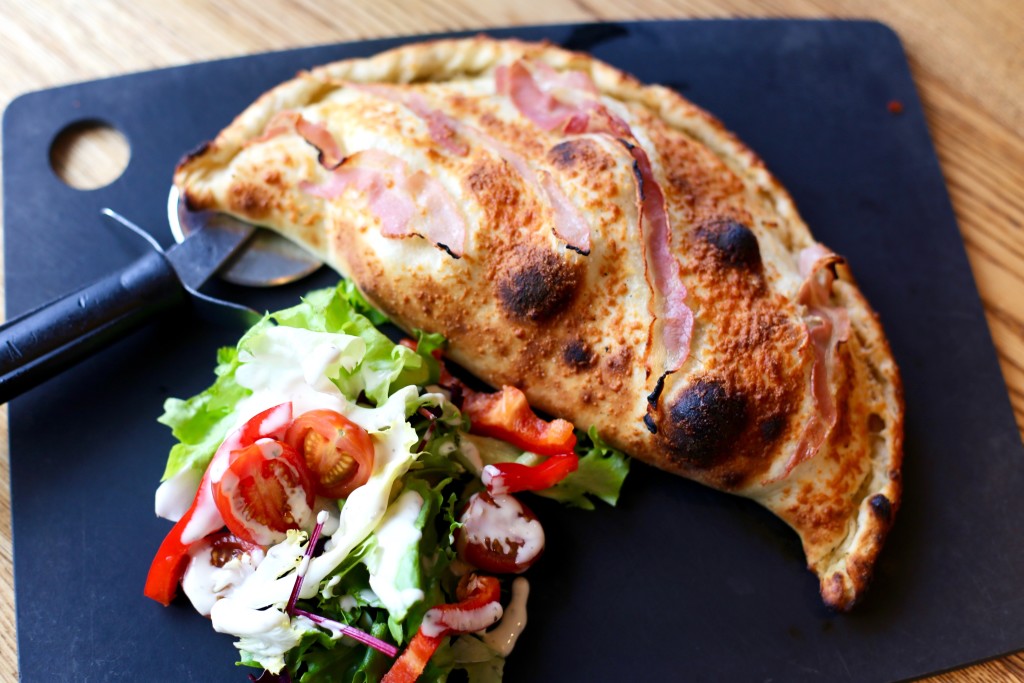 calzone and salad