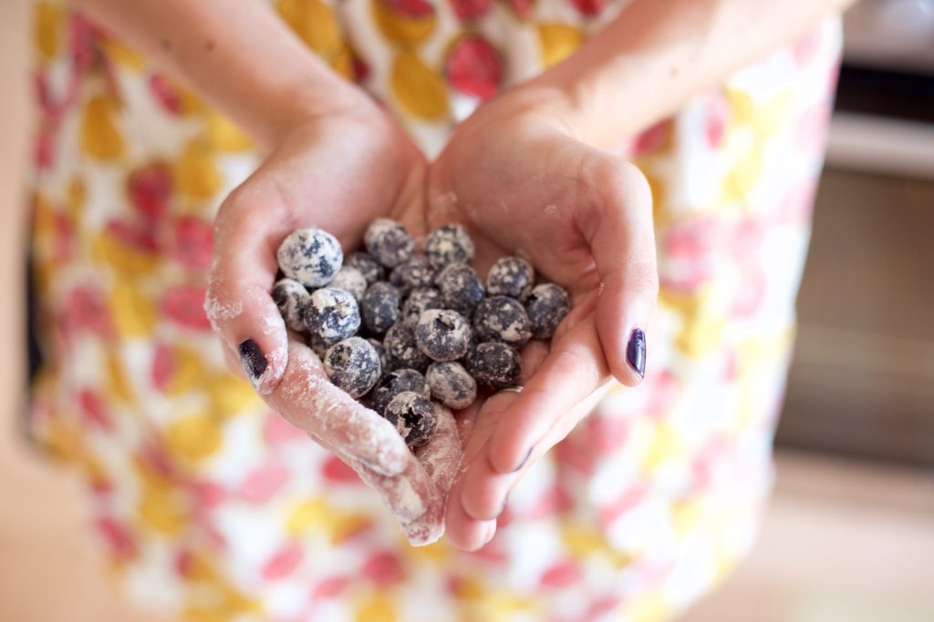 blueberries covered in flour