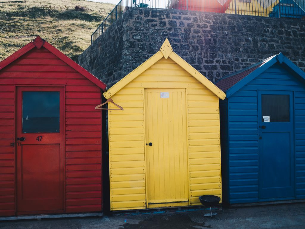 colourful huts