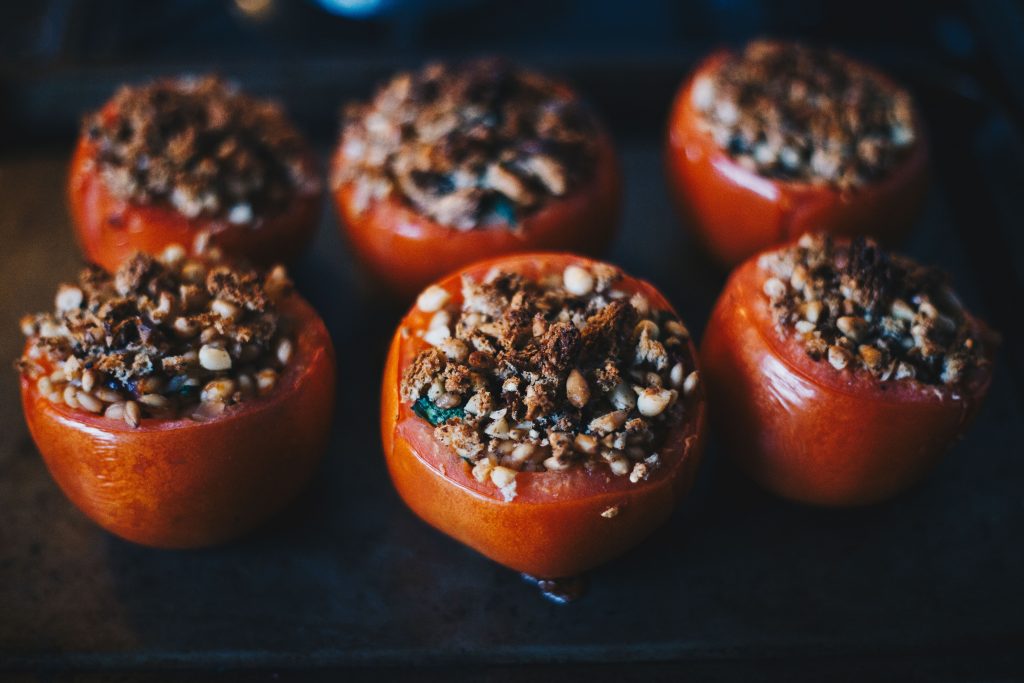 fresh out of the oven Cider & Barley Stuffed Tomatoes