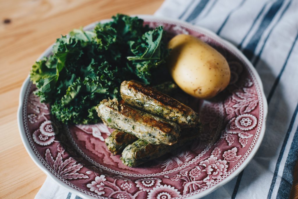 spinach and wensleydale sausages