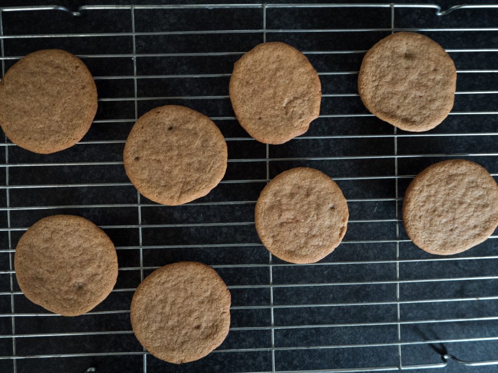 ginger biscuits cooling
