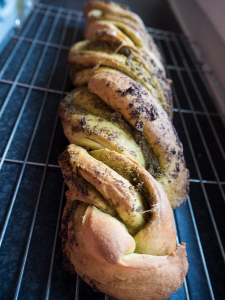 vegan braided pesto bread