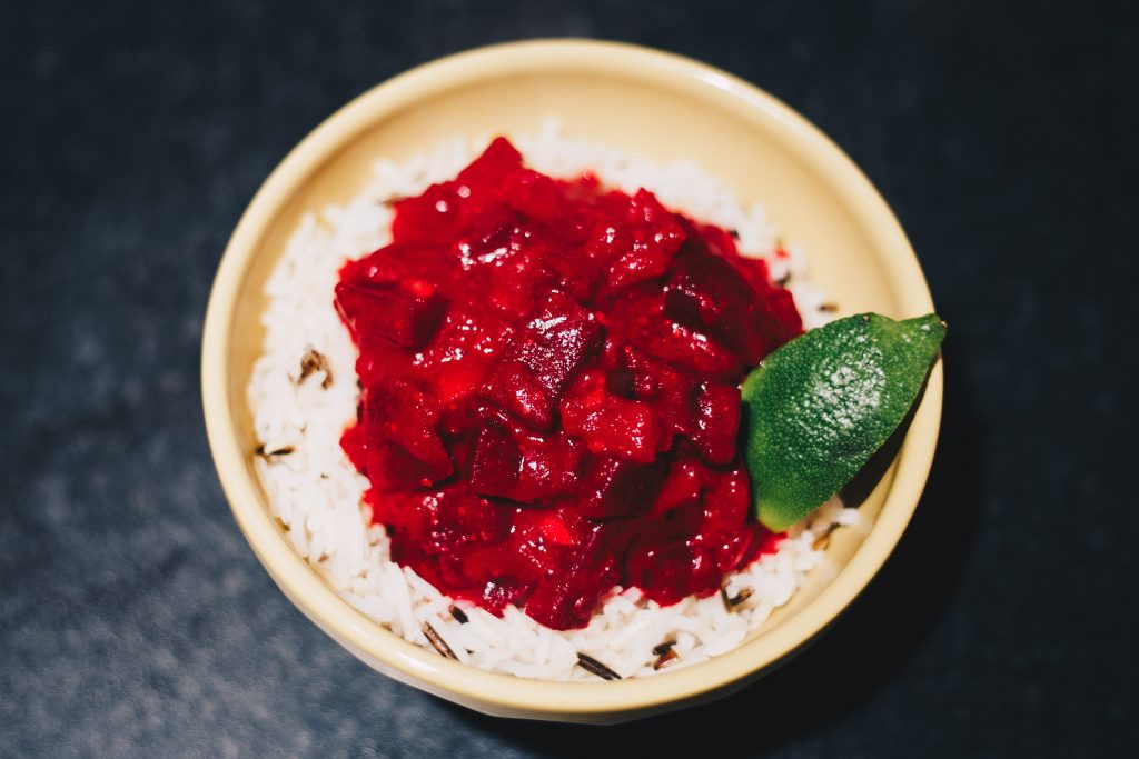 vegan beetroot and coconut curry