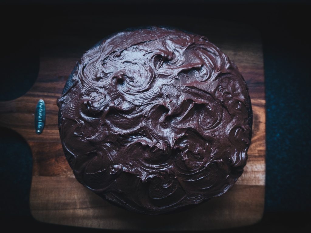 frosted vegan chocolate cake