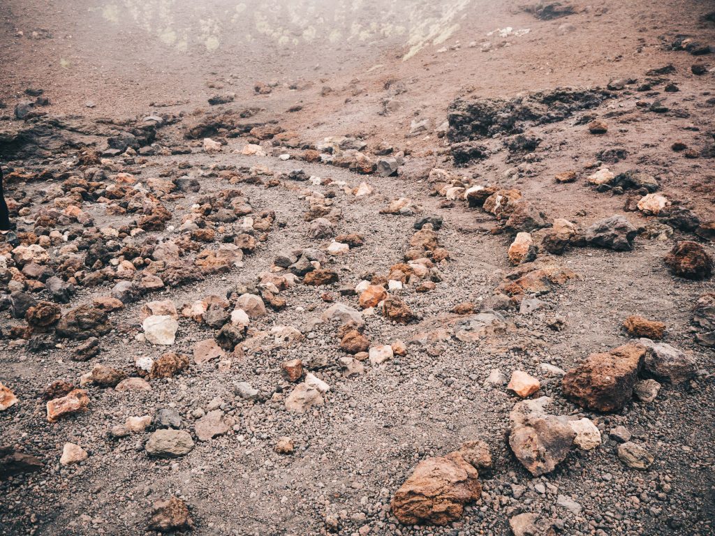 rocks in crater