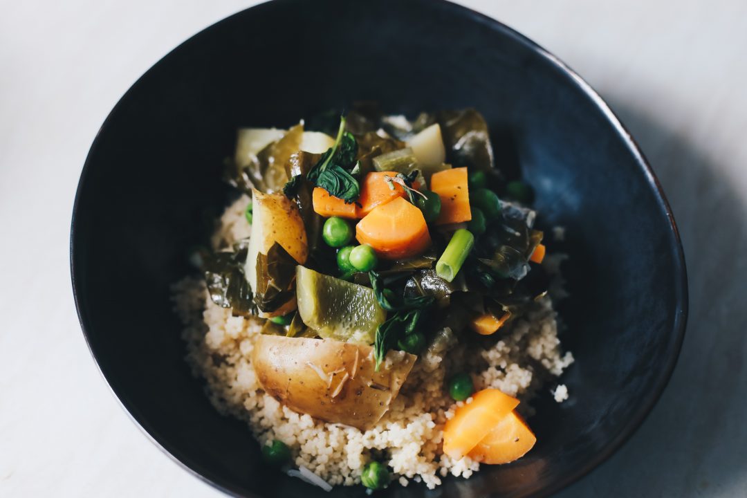 summer greens curry with rice