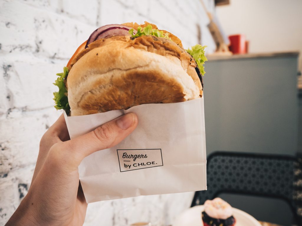 vegan burger from eat by chloe