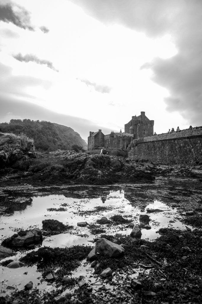 castle eilean donan black and white