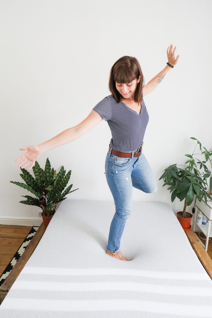 jumping on leesa mattress