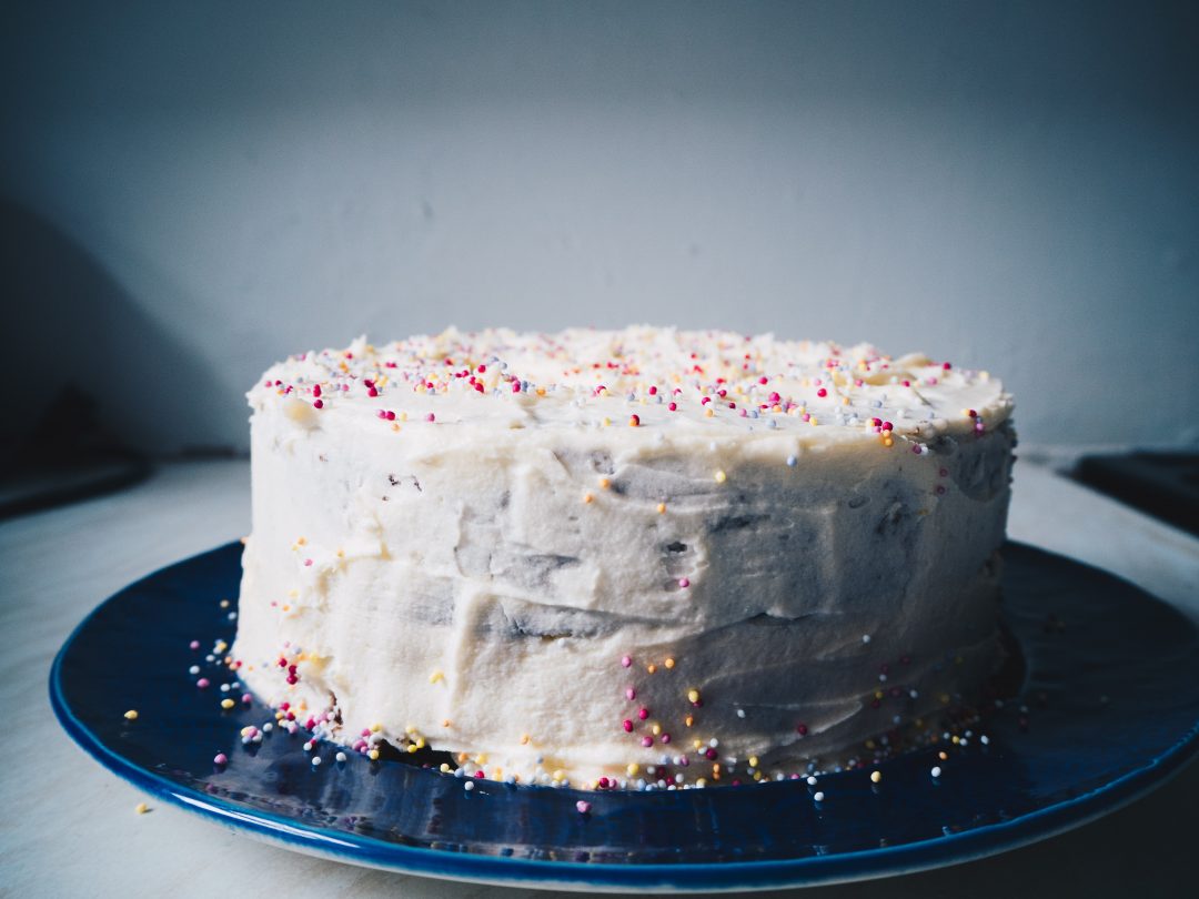 vegan vanilla sprinkles cake