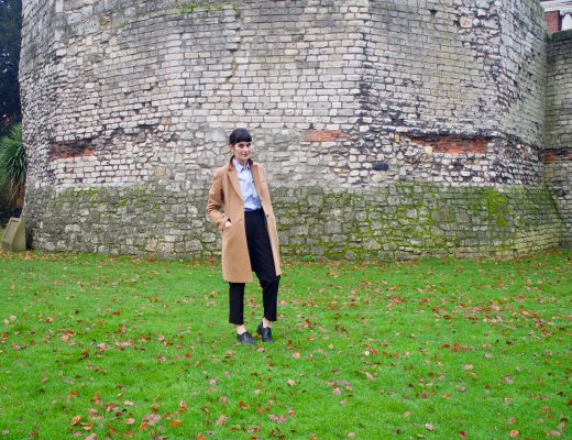 everlane outfit with coat on